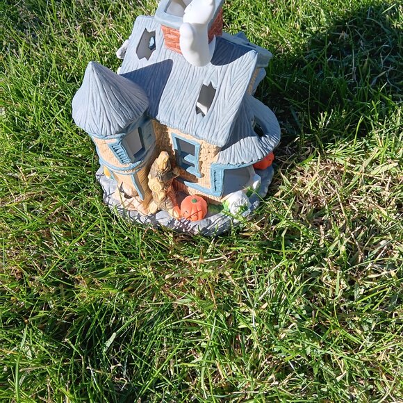 VTG PartyLite Halloween Ceramic Haunted Tealight House Candle Holder P7311 w Box - Picture 4 of 10